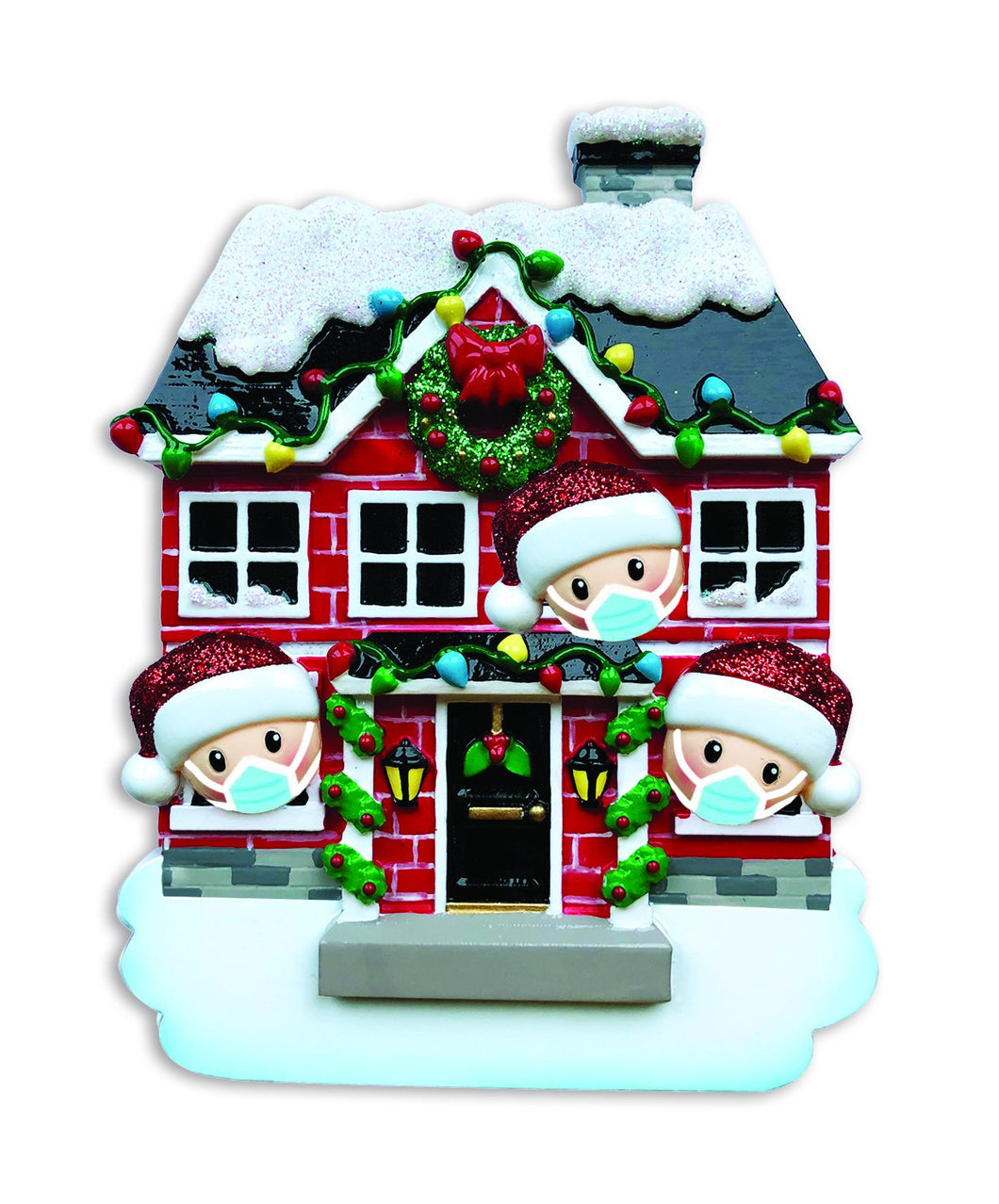 Christmas House - Family of 3 COVID Edition Ornament