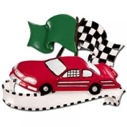 Race Car Ornament with Checkered Flag