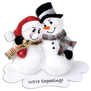We'Re Expecting Snowman Couple Christmas Ornament