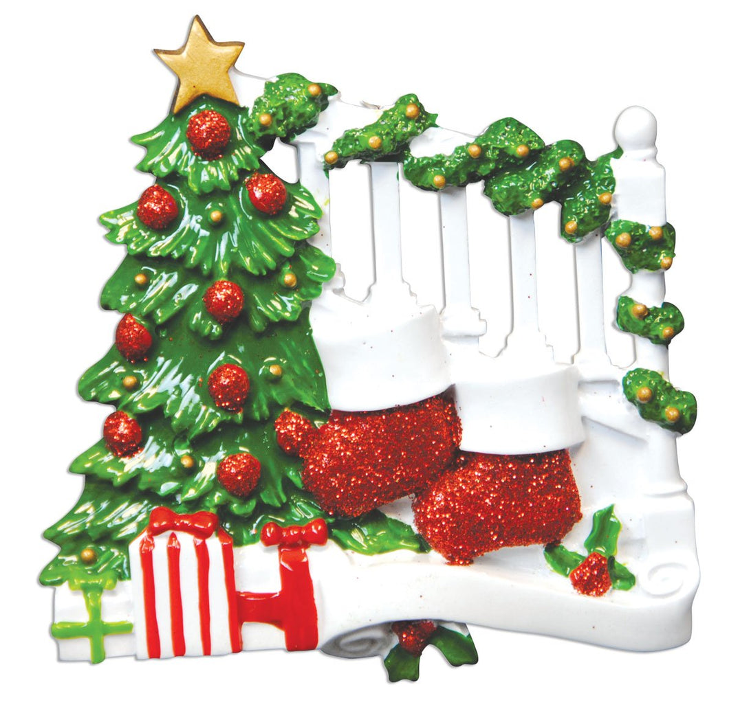Bannister with 2 Stockings Family/Friends Christmas Ornament