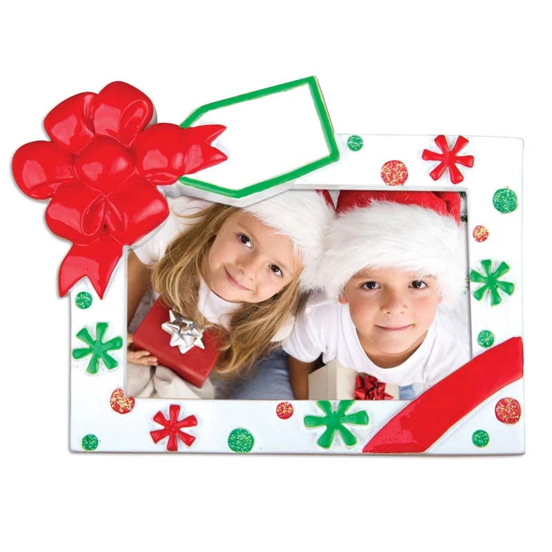Picture Frame - Red and Green Snowflake Personalize Ornament