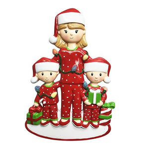 Single Mom with 2 Children Christmas Ornament