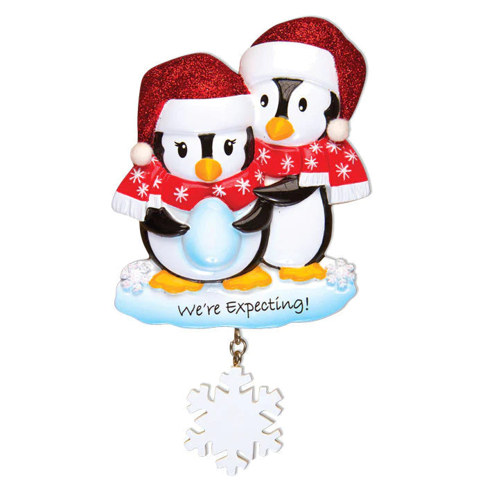 We're Expecting Penguins Christmas Ornament