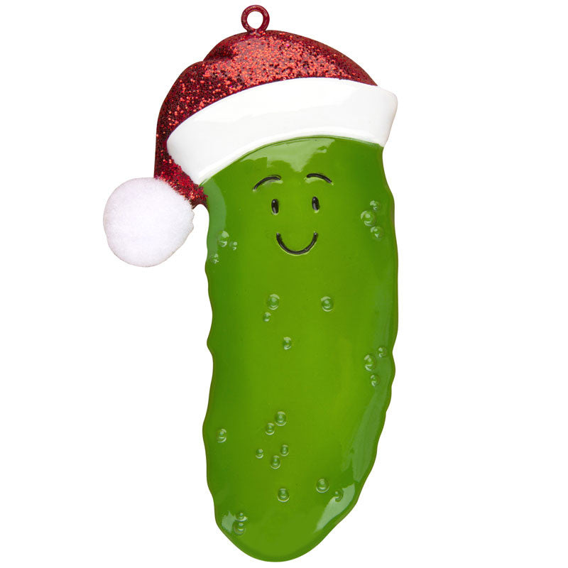 Hide the Christmas Pickle with Santa Hat Pickle Personalized Christmas Ornament
