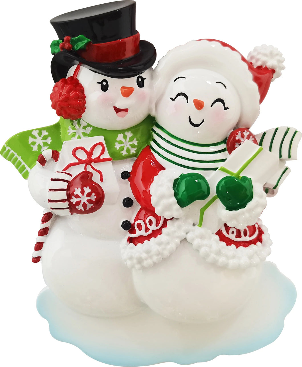 Snow Couple Shopping with Packages Personalize Christmas Ornament