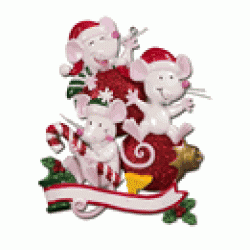 3 Mice Playing with Ornaments
