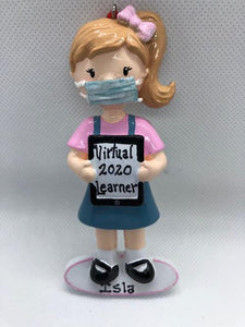 Virtual Learner Girl with Mask Ornament